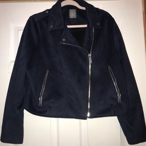 Faux Suede Moto Jacket